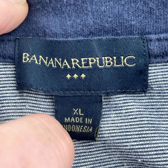 Banana Republic Mens Gray & Blue Striped Polo Shirt XL 100% Cotton 2050 - Picture 4 of 8